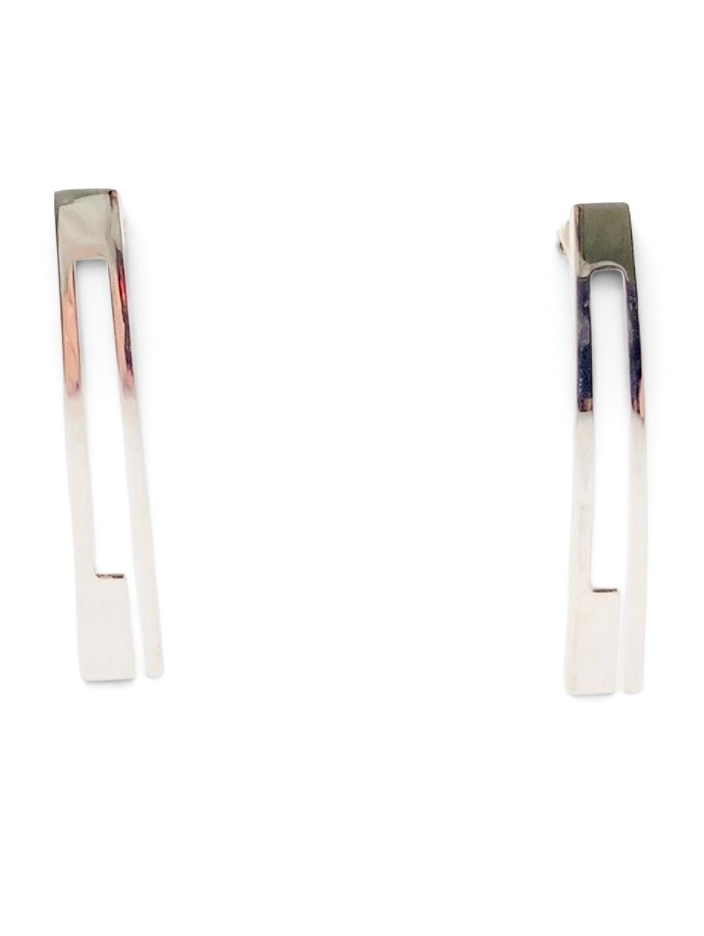 GUCCI 925 Silver Tone G Bar Pierced Hoop Earrings - Women Jewelry